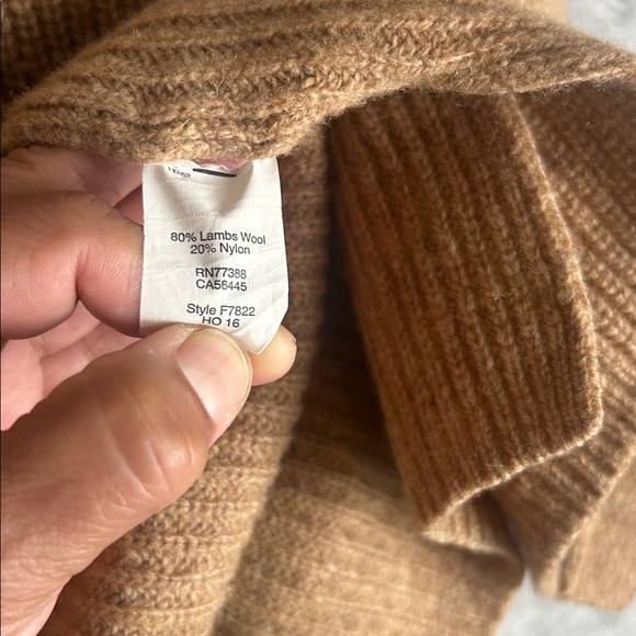 J  Crew Open Front Long Sleeve Tan Long Cardigan Lambs Wool Women’s Size S - Picture 10 of 16